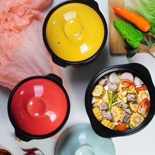 新版喜庆红色砂锅锂辉石可干烧炖汤煲仔饭煲汤耐高温炖锅家用带盖