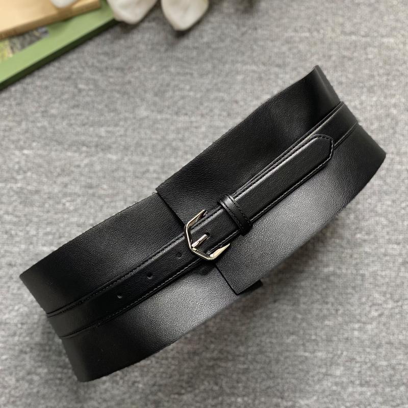 银色针扣真皮宽腰封女装饰连衣裙宽版时尚收腰皮带腰带百搭配饰