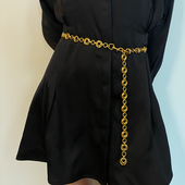 原创亮金色圈圈设计腰链黄铜直金色细款 链条装 饰腰带金属流苏腰带