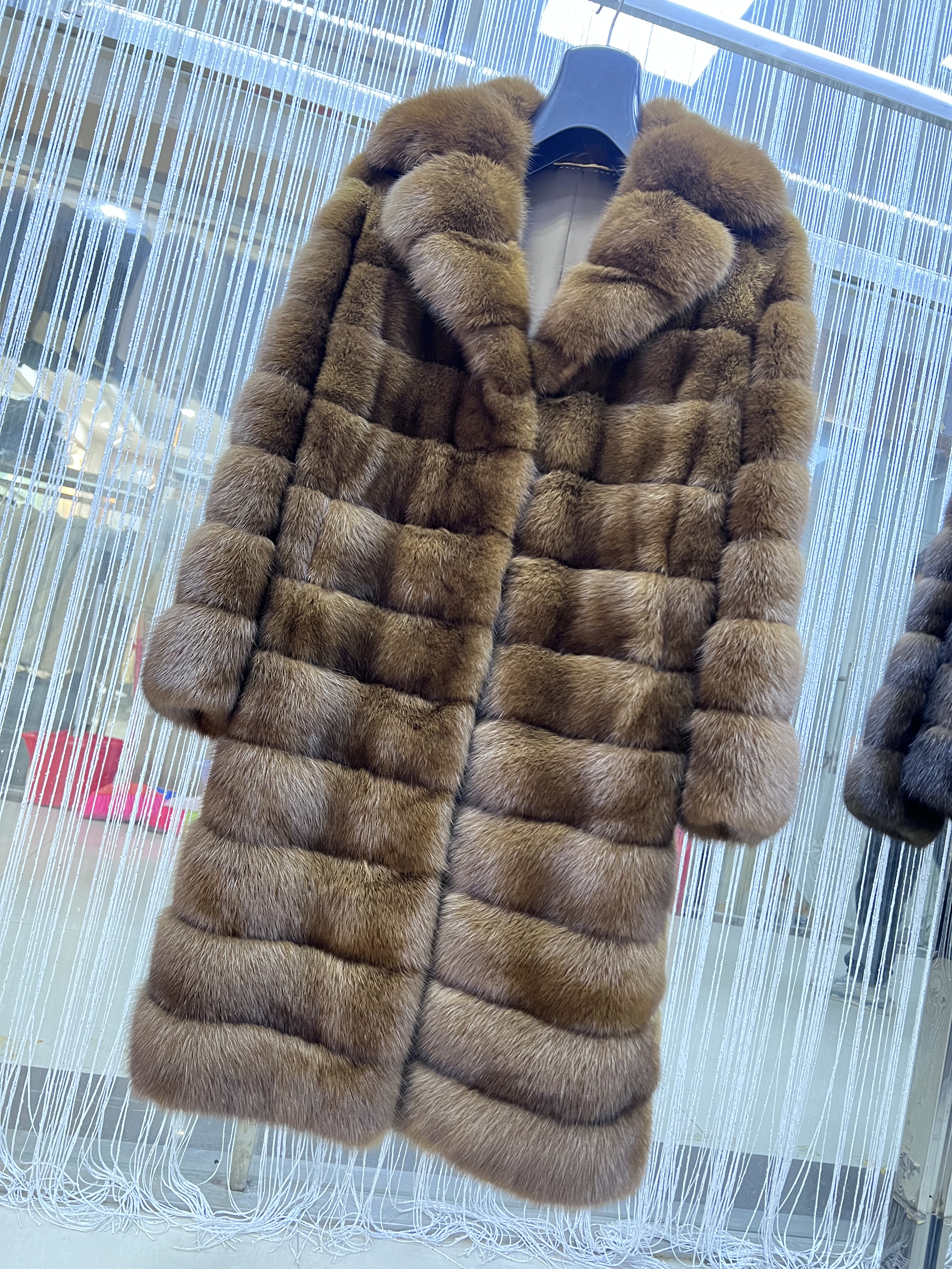 俄罗斯紫貂皮草大衣外套西装领1米 长