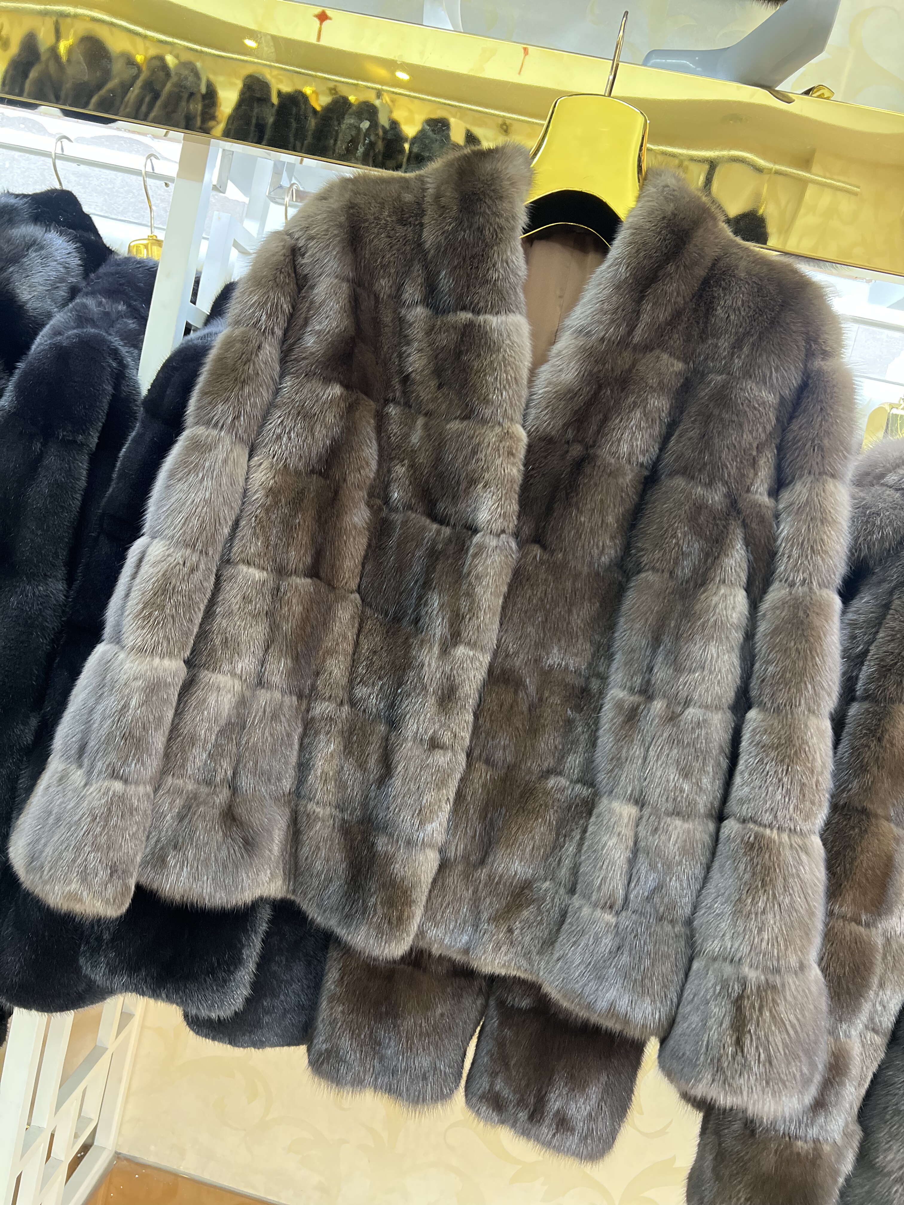 2025新俄罗斯紫貂皮草大衣外套 V领