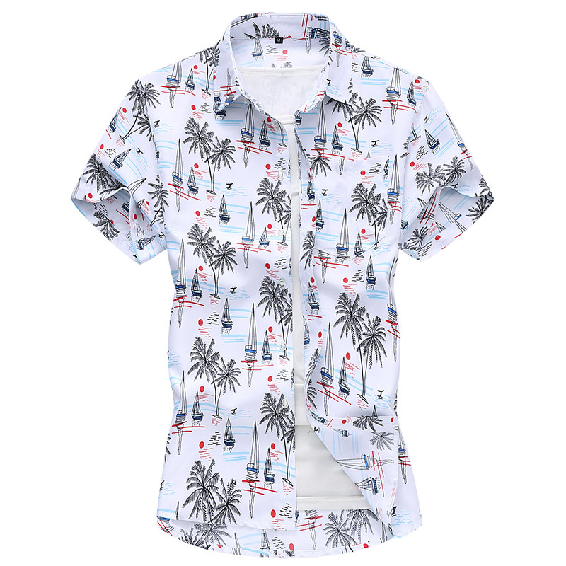 2021休闲大码印花中国风男短袖衬衫QT5030/D7095p30，男装衬衫，电商A012