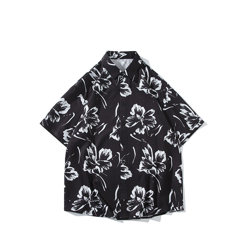 花衬衫男短袖夏季痞帅休闲上衣服外套翻领大码衬衣男A011-2/P35,男装T恤,电商A012