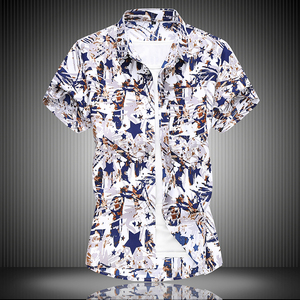 2021寬松休閑大碼印花中國風(fēng)男夏短袖襯衫QT5030/D7096p30圖片