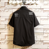 大码印花风衬衫男夏新款青年短袖衬衫/D7055p35，男装T恤，电商A012