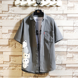 夏新款男大码打底衫宽松短袖T恤百搭印花体恤/7215p30，男装T恤，电商A012