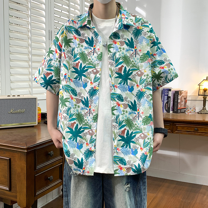 已注册版权大码花男短袖上衣服外套翻领衬衫A012/C870C882P35，男装T恤，电商A012