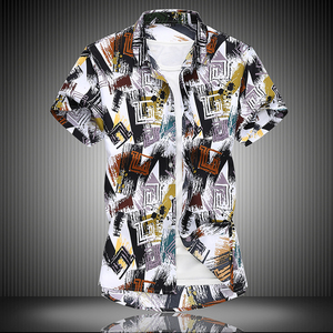 2021寬松休閑大碼印花中國風(fēng)男夏短袖襯衫QT5030/D7097p30圖片