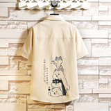 图案已注册大码印花风衬衫男新款青年短袖衬衫5030/D7082p27，男装T恤，电商A012