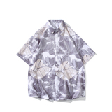 花衬衫男短袖夏季痞帅休闲上衣服外套翻领大码衬衣A011-2/P45，男装T恤，电商A012