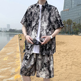 复古男短袖夏季条纹休闲上衣外套痞帅大码衬衣A011-2/TZ8637TP25，男装T恤，电商A012