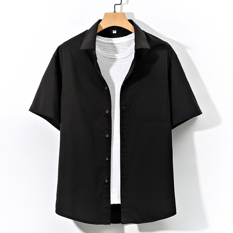 大码印花风衬衫男春夏新款青年短袖衬衫/D7050p35，男装T恤，电商A012