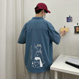 图案已注册大码印花风衬衫男新款青年短袖衬衫/D7082p27，男装T恤，电商A012