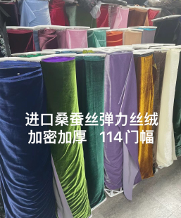 加密加厚真丝弹力丝绒布料秋冬连衣裙旗袍礼服服装桑蚕丝面料