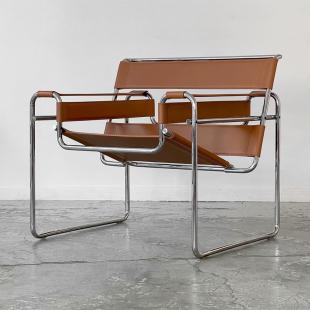 Wassily Chair 设计师马鞍皮革休闲椅不锈钢接待椅D4 Armchair