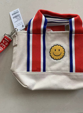 太阳笑脸刺绣帆布包