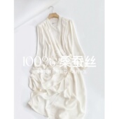 超长护膝盖 丝滑桑波缎 100%桑蚕丝真丝睡袍女夏1510 八月十五