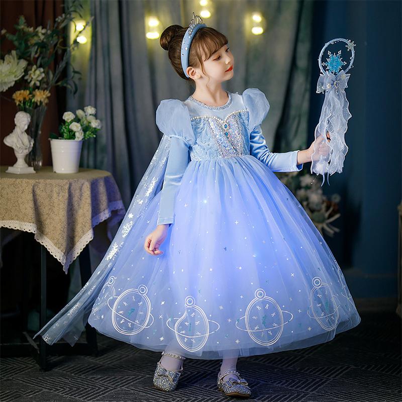 女童高端爱莎公主裙秋冬加绒洋气