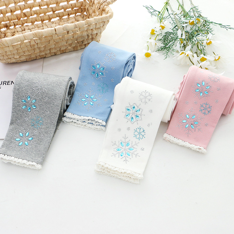 女童打底裤纯棉爱莎外穿长裤秋冬季儿童装一体绒休闲女孩裤子加绒