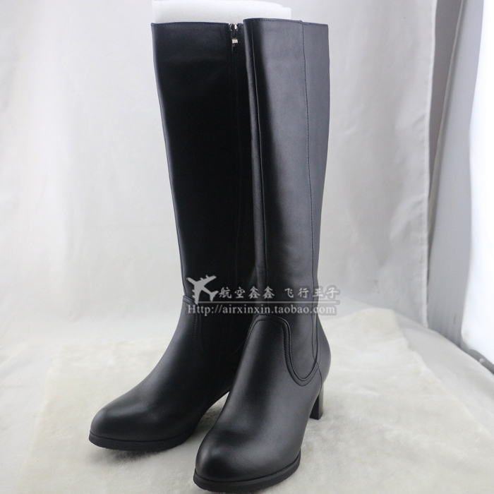全新正品国航深航空乘空姐皮靴长筒靴中跟高跟靴高筒靴冬靴配大衣