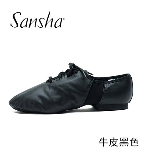 三沙现代爵士舞鞋低帮系带真皮鞋