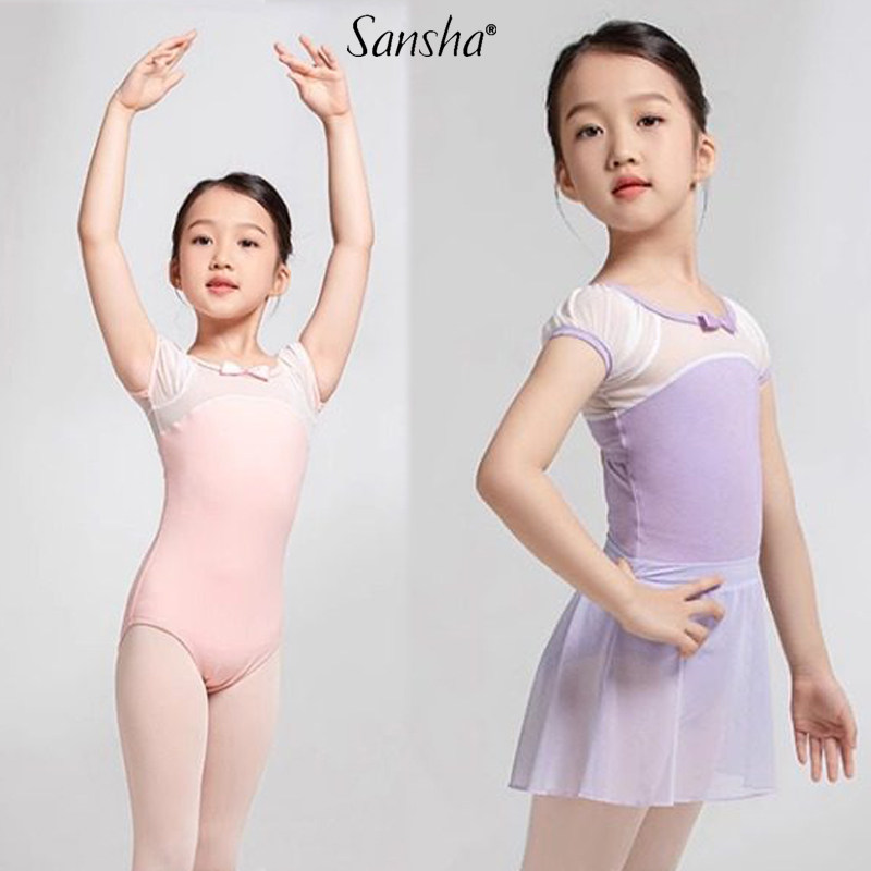 Sansha 三沙芭蕾舞练功服 舞蹈服儿童女短袖开裆连体服形体表演服,运动/瑜伽/健身/球迷用品,芭蕾舞服,淘宝优惠券,粉丝福利购,淘宝优惠卷