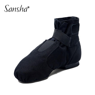 专业现代芭蕾鞋 Sansha 法国三沙帆布高帮爵士舞鞋 成人舞蹈练功鞋
