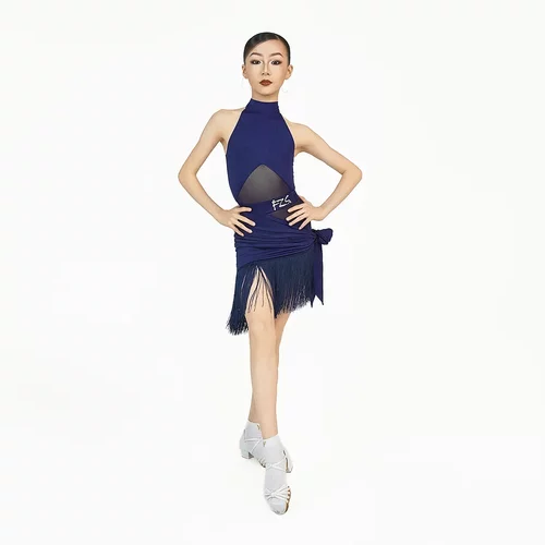 FZS DANCE女童舞蹈训练服吊带裙子练功服女童拉丁服套装女L329
