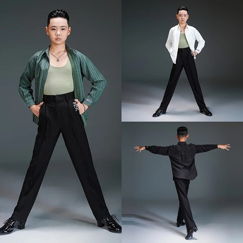 FZS DANCE新款拉丁舞服装上衣男童拉丁服舞蹈表演跳舞练功服衬衫