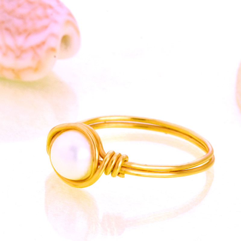 纯黄金珍珠手工女款戒指足金999轻奢网红个性指环七夕礼物