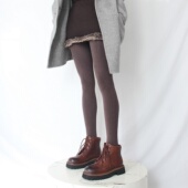 800D铂金澳棉平板拉毛加绒连裤 袜秋冬加厚深咖啡麻灰色加长连裤 袜