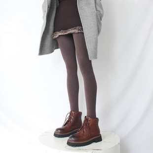 800D铂金澳棉平板拉毛加绒连裤 袜 袜秋冬加厚深咖啡麻灰色加长连裤