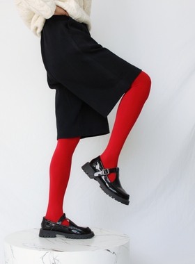 大红色连裤袜中国红西瓜玛瑙红色打底袜春秋款结婚丝袜多巴胺穿搭