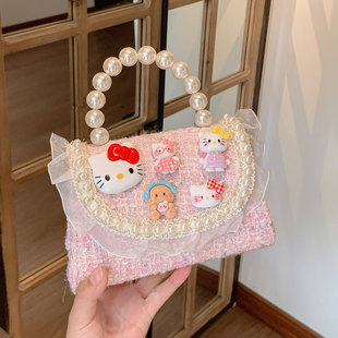 新款韩系精致儿童包包女童珍珠手提包卡通可爱公主宝宝礼物斜挎包