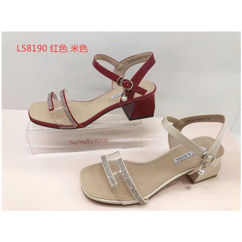 香香莉凉鞋2020夏季新款方跟中空露趾简单大方时尚百搭女鞋l58190