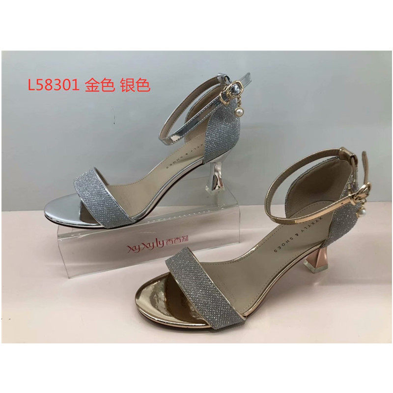 香香莉女鞋2020夏季新款舒适粗跟时尚露趾流行百搭高跟凉鞋l58301