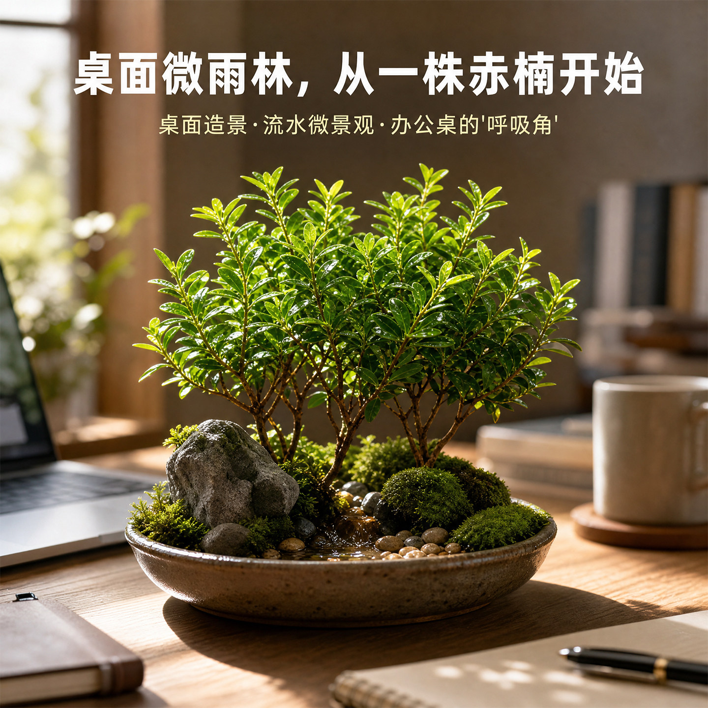 桌面绿植盆栽小叶赤楠水培室内微型盆景黄缘龟缸假山造景懒人好养图片