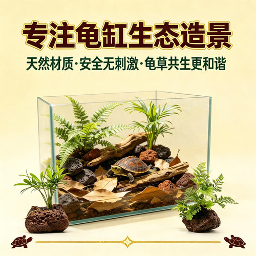 半水龟缸造景水草菖蒲火山石乌龟缸黄缘龟专用生态净水装饰植物