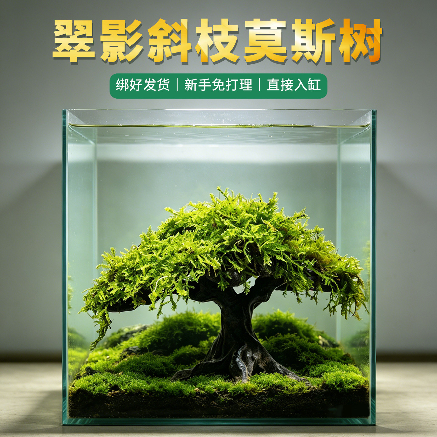 生态鱼缸造景懒人莫斯树骨架成品仿真沉木活体水草水族箱装饰摆件