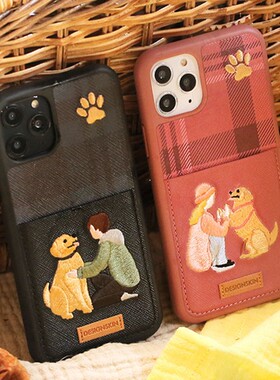 DESIGN SKIN适用iPhone12promax手机壳插卡皮质苹果12mini可放卡情侣iPhone11皮革xs红色格子iPhonex全包防摔