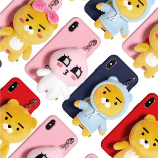 kakao适用iPhonexsmax手机壳毛绒公仔女挂件可爱屁桃苹果x硅胶软