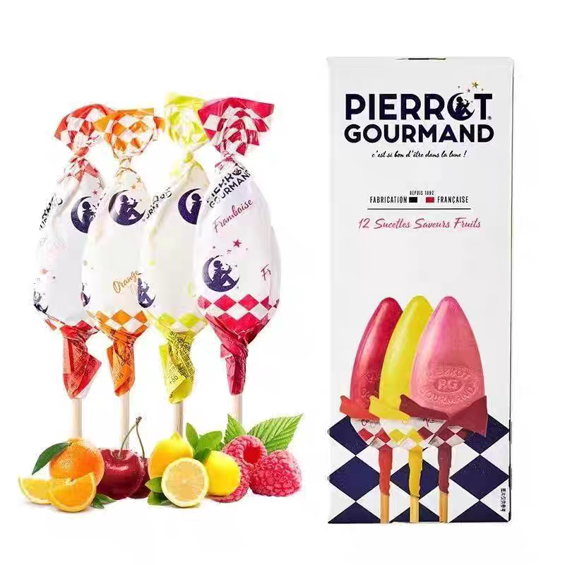 新品法国进口倍乐果儿童棒棒糖1锥形硬糖零食糖果12支盒装157克