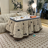 脱胆加厚可拆洗烤火被罩侧挂式 新款 电暖桌滑轨拉链款 烤火被