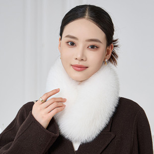 狐貍毛圍巾女冬季 磁吸扣雙面毛圍脖 內里獺兔毛保暖真皮草領子韓版