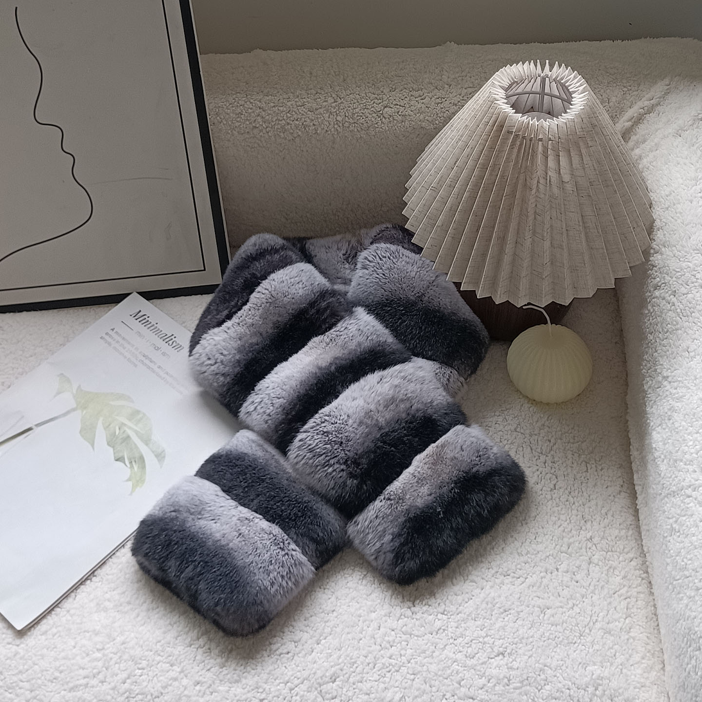 双面獭兔毛韩系氛围感围巾