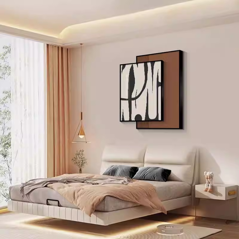 轻奢客厅叠加装饰画餐厅挂画抽象现代卧室床头壁画高级感3D立体画图片
