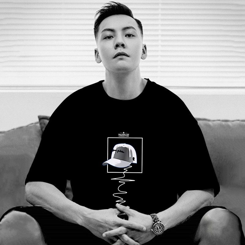 香港正品潮牌夏季陈伟霆涂鸦太阳帽帽子半袖男女纯棉休闲短袖T恤