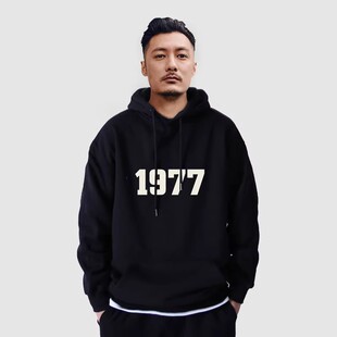 香港潮牌秋冬余文乐1977上衣男女款纯棉加绒大码连帽卫衣外套