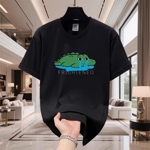 香港正品潮牌夏季卡通鳄鱼的眼泪半袖男纯棉重磅宽松圆领短袖T恤