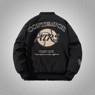 香港正品潮牌秋冬刺绣橄榄球飞行棒球服男女加厚休闲棉衣夹克外套